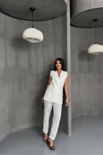JAKAR KUMAŞ YELEK - PANTOLON TAKIM - Beyaz - 1