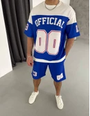 Dijital 00 Baskılı Şortlu Takım - Mavi - 2