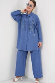 Desenli Tunik Pantolon İkili Takım 6720 - İndigo - 1