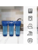 10 Inç 3 Aşama Daire Bina Sayaç Girişi Su Arıtma Cihazı Yıkanabilir-Gac Karbon-Blok Karbon Filtreli thumbnail 4