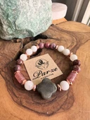 Labradorit, Rodonit, Aytaşı ve Çilek Kuvars Tasarım Bileklik - 1