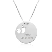 Gümüş El Ayak İzi Yeni Doğan Kolye - 1