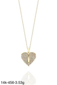 Melek Kanatlı İçinde Kalp İsim Yazılır 14 Ayar Altın Kolye thumbnail 2