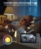 ieGeek Bebek Monitörü, 5.5 Inc Ekran - 2.5K Ultra HD - 1 Kamera - 4