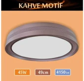 Sıva Üstü Led Panel 45W 49 cm çapında Model Kahve Motif Led Avize - 1