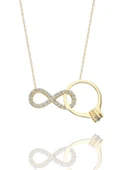 Tektaş ve Kalp Özel Tasarım 14 Ayar Altın Kolye thumbnail 1