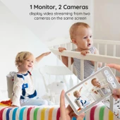 ieGeek Video Bebek Monitörü Kamerası 2K HD - 5 Inc - 2 Kamera - 2