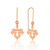 Gümüş Yaprak Sallantılı Küpe - 1