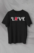 Sevgililer Günü İçin Özel Tasarım Love Baskılı T-shirt - Siyah thumbnail 1