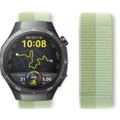 Huawei Watch GT5 Pro 46mm İle Uyumlu Ayarlanabilir Cırt Cırtlı Yumuşak Spor Kumaş Örgü Kordon  Yeşil thumbnail 3