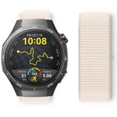 Huawei Watch GT5 Pro 46mm İle Uyumlu Ayarlanabilir Cırt Cırtlı Yumuşak Spor Kumaş Örgü Kordon  Starlight thumbnail 3