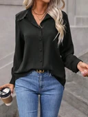 Kadın Uzun Kollu Yakalı önden Düğmeli Aerobin Gömlek - 2