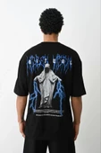 Unisex Baskılı Oversize T-Shirt - Siyah thumbnail 1