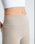 Yüksek Bel Fitilli Tayt - Bej - 2