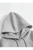 Erkek Düz Kapüşonlu Sweat - Boyalı Gri - 3