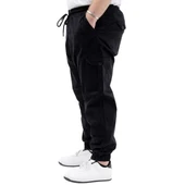 Büyük Beden Erkek Keten Kargo Jogger Valencia 21911 Siyah thumbnail 3