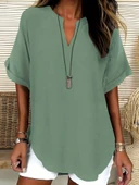 Kadın Kısa Kollu V Yakalı Aerobin Bluz - 3