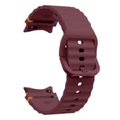 Samsung Galaxy Watch 6 40-43-44-47mm İle Uyumlu Metal Tokalı Dalgalı Spor Silikon Kordon  Mürdüm - 4