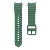 Samsung Galaxy Watch 6 40-43-44-47mm İle Uyumlu Metal Tokalı Dalgalı Spor Silikon Kordon  Koyu Yeşil - 5