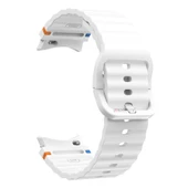 Samsung Galaxy Watch 6 40-43-44-47mm İle Uyumlu Metal Tokalı Dalgalı Spor Silikon Kordon  Beyaz - 4