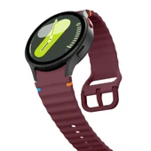 Samsung Galaxy Watch 6 40-43-44-47mm İle Uyumlu Metal Tokalı Dalgalı Spor Silikon Kordon  Mürdüm - 3