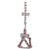 Köpek Göğüs Tasma Seti Ekose Desenli Papyonlu 1.5 cm*35-48 cm Kırmızı thumbnail 4