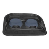 Servis Tepsili Plastik İkili Kedi Köpek Mama Ve Su Kabı 35x46 cm Siyah-Mavi - 7