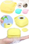 Markapet Şampuan Hazneli Kedi Köpek Silikon Duş Fırçası 11 cm Sarı - 2