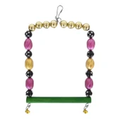 Markapet Boncuklu Ve Tünekli Kare Kuş Salıncağı 10 cm-13 cm Renkli thumbnail 6