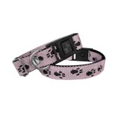 Markapet Köpek Tasması Patili Dokuma 2 cm - Min: 30 cm - Max: 50 cm Açık Pembe - 2