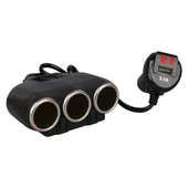 Olesson 1634 12-24V Tek USB Girişli 120W 80Cm Kablolu Dijital Voltaj Ekranlı 3'Lü Araç Çakmak Çoklayıcı thumbnail 2