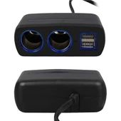 Olesson 1638 12-24V Çift USB Girişli 120W 80 CM Kablolu 2'LI Araç Çakmak Çoklayıcı thumbnail 4