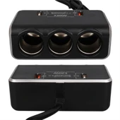 Olesson 1639 12-24V Çift USB Girişli Hızlı Şarj Destekli 120W 80Cm Kablolu Dijital Voltaj Ekranlı 3'Lü Araç Çakmak Çoklayıcı - 4