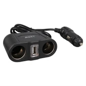 Olesson 1645 12-24V Tek USB Girişli 100W 70Cm Kablolu 2'Li Araç Çakmak Çoklayıcı - 2