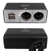 Olesson 1647 12-24V Çift USB Girişli 100W 70Cm Kablolu 2'Li Araç Çakmak Çoklayıcı - 4
