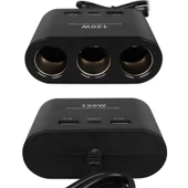 Olesson 1653 12-24V Çift USB + TYPE-C Girişli 100W 70Cm Kablolu 3'Lü Araç Çakmak Çoklayıcı - 4