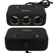 Olesson 1656 12-24V Çift USB + Çift TYPE-C 120W 80Cm Kablolu 3'Lü Araç Çakmak Çoklayıcı - 4