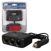 Olesson 1656 12-24V Çift USB + Çift TYPE-C 120W 80Cm Kablolu 3'Lü Araç Çakmak Çoklayıcı - 1