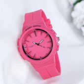 Fuşya Silikon Kordonlu Pinkoli Kabartma iç Tasarım Kadın Kol Saat ST-303986 thumbnail 1