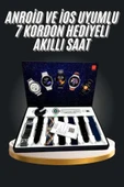 7 Kordonlu Akıllı Saat Siyah Kasa Dokunmatik Ekran Uyku ve Sağlık Takibi thumbnail 1
