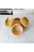 Ar Armese Bambu Yuvarlak Kase Çerezlik Sunum ve Sosluk Kahvaltılık 9X3 cm - 1