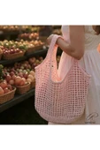 Ar Armese El Örgüsü Büyük Çanta Bohem Plaj & Alışveriş Çantası Makinede Yıkanabilir 70x50 cm thumbnail 2