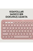 logitech Pebble 2 Set Çoklu Cihaz Özellikli Sessiz Kablosuz Türkçe Q Klavye ve Mouse Seti - Pembe - 5
