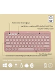 logitech K380s Pebble Keys 2 Çoklu Cihaz Özellikli Bluetooth Türkçe Q Klavye - Pembe thumbnail 6