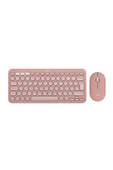 logitech Pebble 2 Set Çoklu Cihaz Özellikli Sessiz Kablosuz Türkçe Q Klavye ve Mouse Seti - Pembe - 1