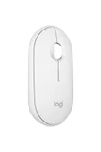 logitech M350s Pebble 2 Bluetooth Kablosuz Sessiz Kompakt Mouse - Beyaz thumbnail 1
