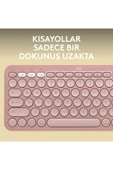logitech K380s Pebble Keys 2 Çoklu Cihaz Özellikli Bluetooth Türkçe Q Klavye - Pembe thumbnail 4