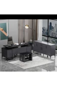 Betroya Branco Ofis Takımı 3’lü Set Antrasit Mermer Masa, Sehpa, Konsol - 5