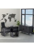 Betroya Boss Ofis Takımı 3'lü Set - Masa Sehpa Konsol Antrasit - Mermer (Sandalye Dahil Değildir) thumbnail 7