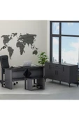 Betroya Boss Ofis Takımı 3'lü Set - Masa Sehpa Konsol Antrasit - Mermer (Sandalye Dahil Değildir) thumbnail 1